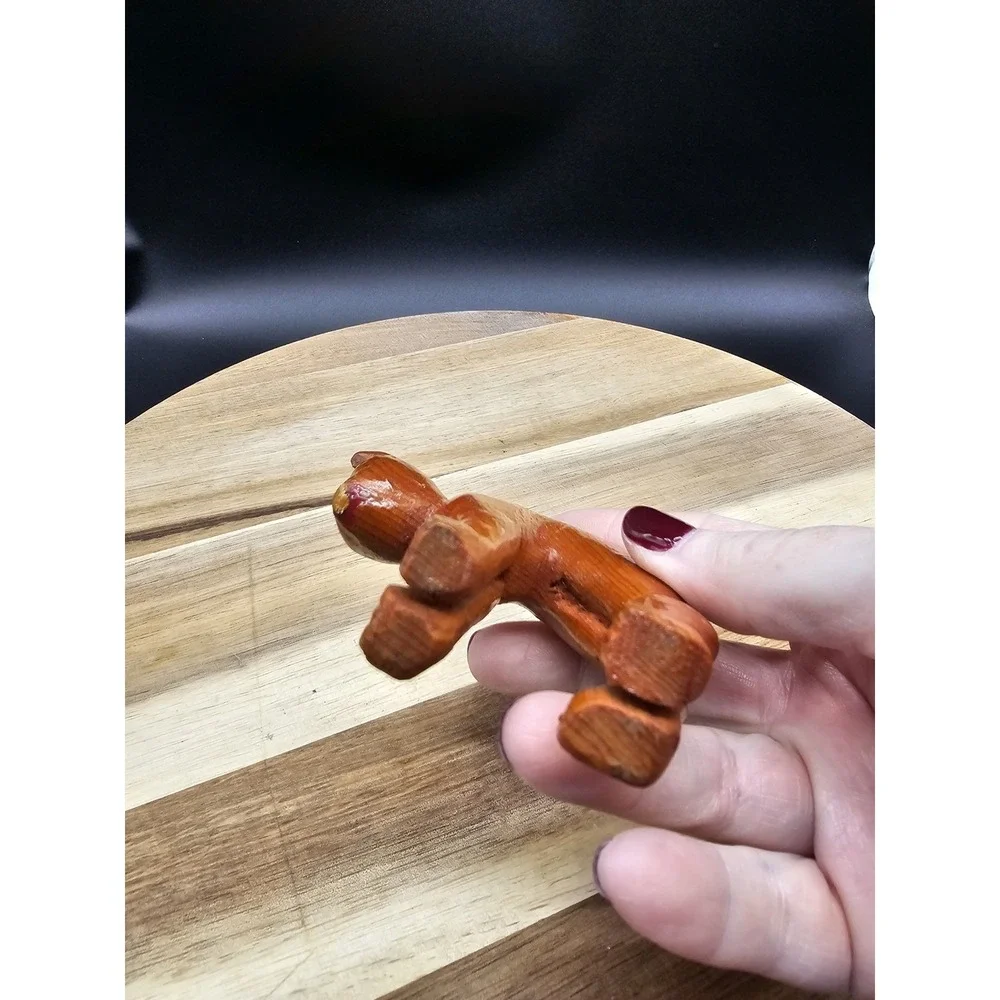 Vintage Hand Carved Wooden Orange‎ Cat Arched Back